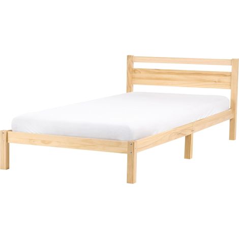 Lit Minimaliste Scandinave en Pin 120 x 200 cm avec Tête de Lit Marron Clair Mercurer (1/5)