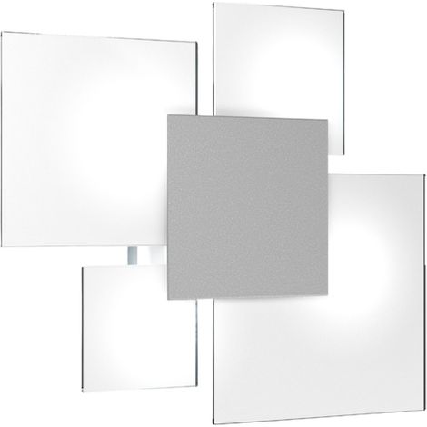 Plafonnier rectangulaire Toplight Upgrade 4 lumières avec culot GX53, structure grise et blanche, design moderne 46x42x15cm (1/3)