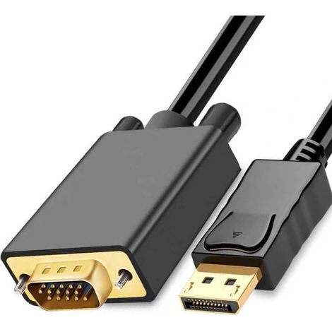 Câble adaptateur DisplayPort vers VGA 1,8m, transmission stable sans perte, haute efficacité, cordon DP vers VGA pour moniteur, PC, projecteur (1/5)
