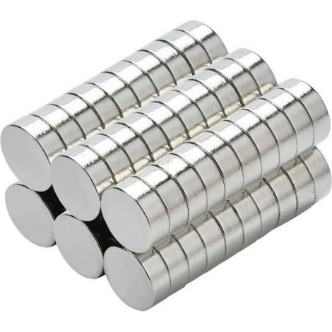 TAISHENGDA – Packung mit 50 runden Neodym-N35-Scheiben, 8 x 3 mm – vernickelte Magnete – Maximale Belastung 1 kg – Hitzebeständigkeit bis 80 °C (1/5)