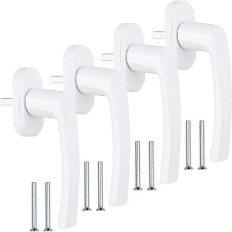 4 Pièces Poignee Fenetre, Poignee Fenetre PVC sans Cylindre de Fermeture avec 8 Vis, PoignéE de FenêTre Blanche en Aluminium Longueu 35 Mm pour FenêTres, Portes Balcon Et Maison