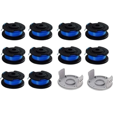 Pack de 10 bobines de rechange pour coupe-bordures Ryobi One+ AC14RL3A, 18v 24v 40v, Ø 1,6mm, longueur 20,11m (incluant 8 bobines et 2 couvercles)