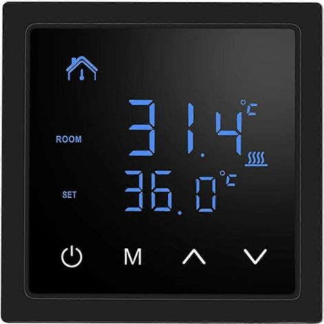 Thermostat intelligent 16A pour chauffage au sol avec écran tactile LED, 85-265 V, noir (1/4)