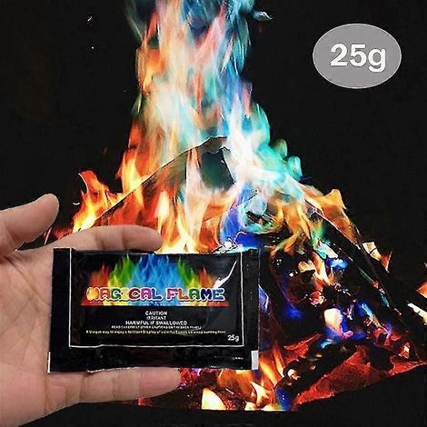 10 sachets de poudre magique pour flammes changeant de couleur pour foyers feux de camp et cheminées extérieures - 25 g (1/5)