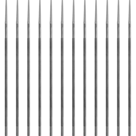 12 x Round Steel Chainsaw File, Chain Saw File, Chainsaw Accessories for 3/8 Chain Pitch, Sharpening File, Chainsaw, 5.2 x 200 mm, Silver (1/5)