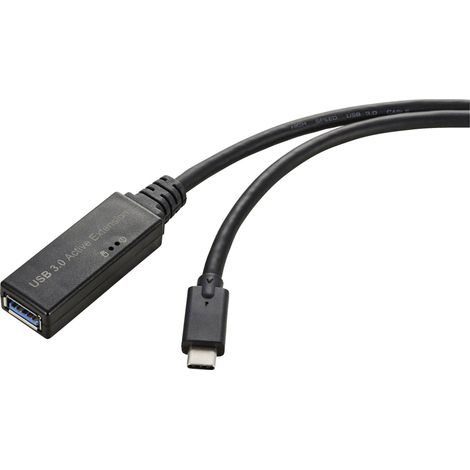 Renkforce Câble USB USB 3.2 Gen1 (USB 3.0) USB-C® mâle, USB-A femelle 5.00 m noir actif avec amplification du signal, avec fonction OTG RF-5231962 X930692 (1/3)