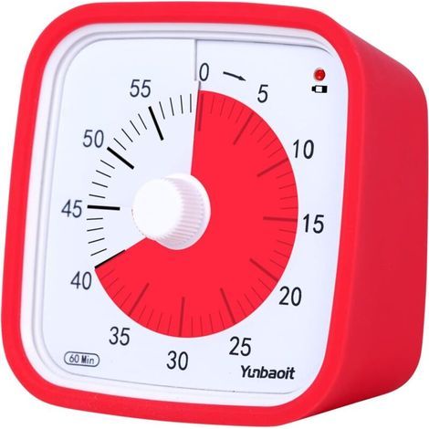 Minuteur Visuel avec étui de Protection, Mis à Niveau Compte à Rebours de 60 Minutes pour Enfants et Adultes avec Rappel de Batterie Faible, Outil de Gestion du Temps Silencieux(Rouge) (1/5)