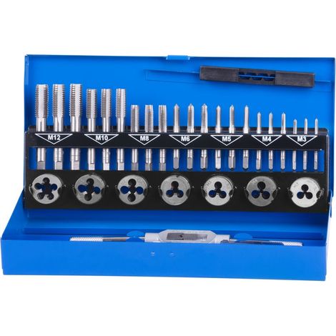 Satz Gewindebohrer und Schneideisen Strend Pro SX1033, HSS, 33-teilig, M3-M12 (1/2)