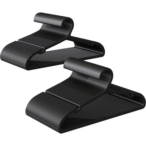 Lot de 100 Cintres Triangulaires en Plastique ABS et Métal, Antiglisse, Antidérapants, Gain de Place, Noir, 41,7 x 0,4 x 21 cm, Pour Pantalons, Manteaux, Robes, Chemises (1/5)