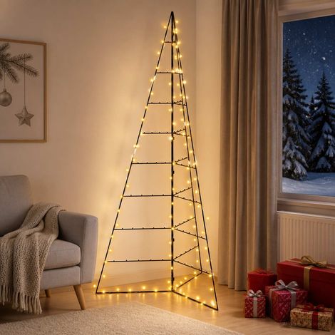 vidaXL Árbol de Navidad de metal KUOPIO 210 cm Blanco Cálido Acero (1/5)