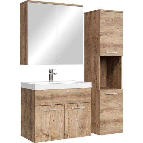Badezimmer Badmöbel-Set Montreal mit Spiegelschrank 60cm Waschbe (1/5)