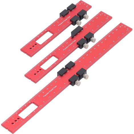 Rotes Anreißlineal mit Stopper für Holzbearbeitung, 16, 20, 30 cm (1/5)