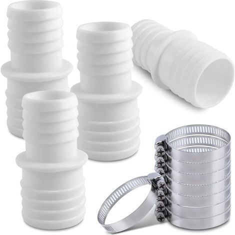 4Pcs Raccord pour Tuyau Piscine, Raccord de Tuyau avec Colliers de Serrage, 32 mm vers 38 mm Adaptateur Raccord Piscine, Adaptateur de Tuyau de Piscine, Adaptateurs de Tuyau-JUSCH (1/4)
