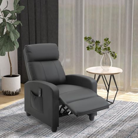 Sillón de Masaje Reclinable con Mando a Distancia Bolsillo Lateral y Temporizador Tapizado en PU 68x88x98 cm Negro (1/5)