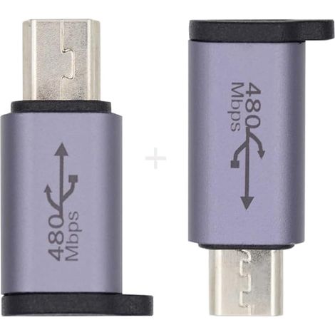 xiwai USB-C USB2.0 Type C Femelle vers Micro Mini USB Mâle Alimentation 480Mbps Adaptateur de Données avec Trous de Chaîne 2pcs/lot (1/5)