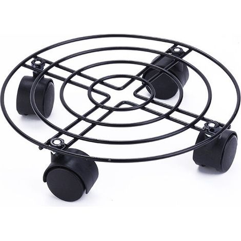 Support à roulettes pour Pot de Fleur ÉDITION Noire Ø 25 x 6 cm I Roule Pot pour intérieur I Support Roulant en Acier, revêtement Noir, avec Bordure I Capacité de Charge 60 kg (1/5)