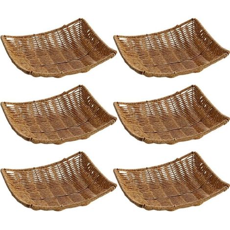 Ensemble de 6 plateaux de service en rotin pour le pain et les aliments, convenant aux fruits, desserts, en-cas et à la table de la cuisine.-AquaForge (1/5)
