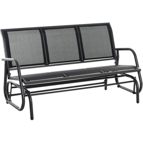 Schaukelstuhl 3-Sitzer Robuste Gartenbank als Gartenschaukel, Metall, wetterfest, Schwarz, 151x75x85cm