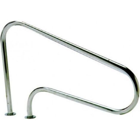 Rampe piscine inox avec main courante – Sortie de piscine avec ancrage extérieur – Acier inoxydable AISI-316 poli – Fixation par plaque 125x80 cm (1/2)