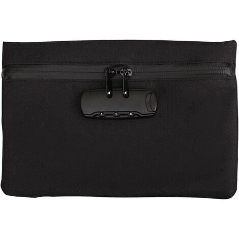 Borsa antiodore - Cassaforte portatile - Borsa impermeabile con lucchetto a combinazione - Borsa portadocumenti - Scatola con chiusura a chiave - Nera - Per riporre oggetti durante i viaggi (1/5)
