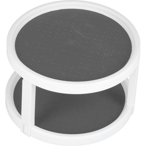 Plateau tournant de rangement antidérapant et rotatif multifonctionnel pour placard, étagère à épices rotative pour cuisine, simple ou double niveau, petit format. (1/5)