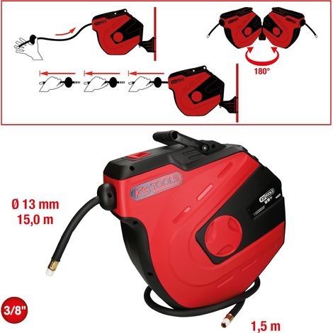 KS TOOLS TOOLS Luft- und Wasserschlauchtrommel - Wand - 15m - 3/8 Zoll - 515.3445 (1/5)