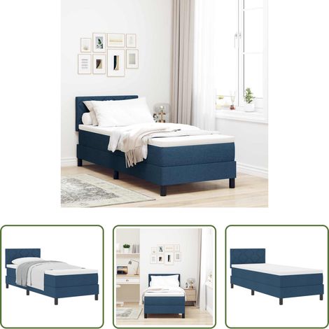 Lit moderne - Lit à ressorts avec matelas Bleu 80 x 200 cm tissu (1/5)