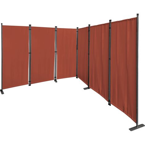 Paravent 6 Teilig 340x165cm Stoff Raumteiler Trennwand Balkon Sichtschutz Stellwand Faltbar Rotorange RAL 2001 (1/5)