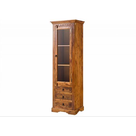 vetrina in legno di Acacia 60x44x190 miele dorato laccato OXFORD 0528