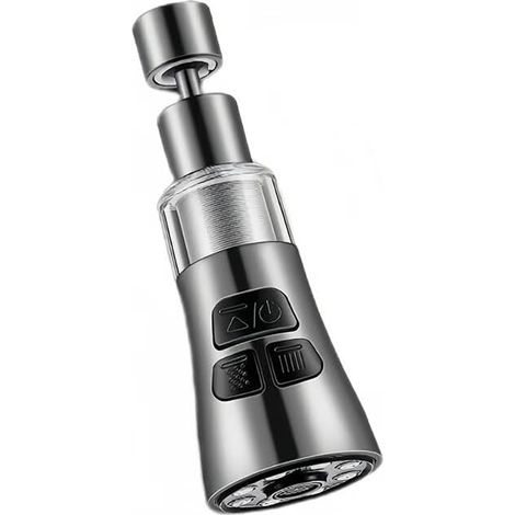 Adaptateur de robinet de cuisine - 360° pivotant, 3 modes anti-éclaboussures ABS avec filtre 316 microns, filetage femelle 55/64" (Chrome) (1/5)