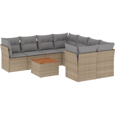 Maison Exclusive - Patio Sofa Set 8 plaza Mezcla beige y gris (1/5)