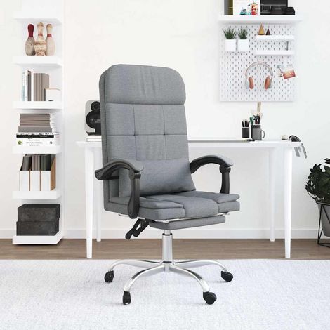 vidaXL Silla de oficina reclinable con masaje de tela gris claro (1/5)