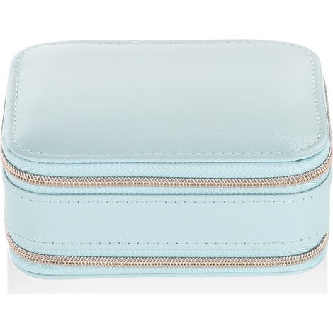 Coffret Cosmétique Boîte de Rangement Maquillage Emballage Organisateur Boucles D'Oreilles Multi-Fonctions Bague Conteneur Étui Portable en Cuir(bleu) (1/5)