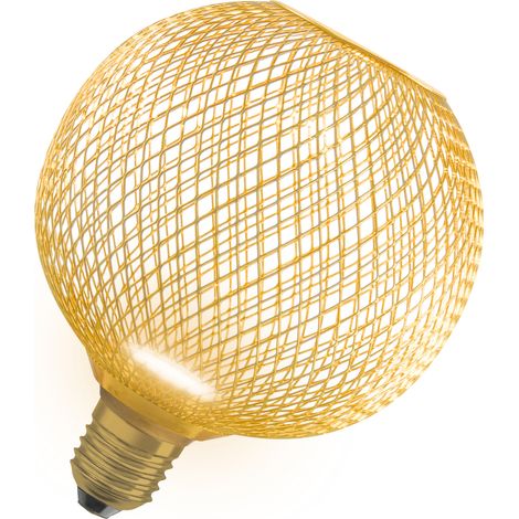 OSRAM Lampada piatta DECOR LED in metallo in plastica satinata in oro da 125 mm in bianco caldo (2700 K), 3,5 W / 300 lm e attacco E27, non è dimmerabile e offre un'illuminazione elegante. (1/5)