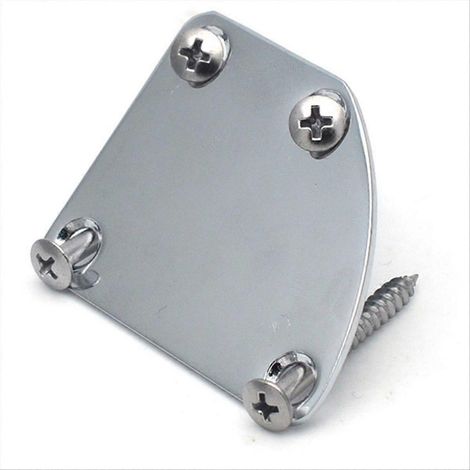 Plaque de fixation arrière pour manche de guitare électrique, pan coupé incurvé, joint de manche asymétrique semi-rond, 4 trous avec vis B (1/5)