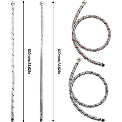 2 Pièces Flexible Robinet Cuisine G3/8 X M10 X 60cm Tuyau de Raccordement de Robinet Flexible pour Robinet Mitigeur éVier de Salle de Bains,Acier Inoxydable (1/3)