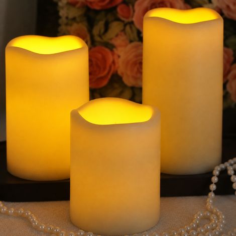 Bougies LED électroniques étanches 7,5 plastique blanc ivoire lot de 3 avec télécommande 7.5 1 pièces 1 kg – Livraison gratuite