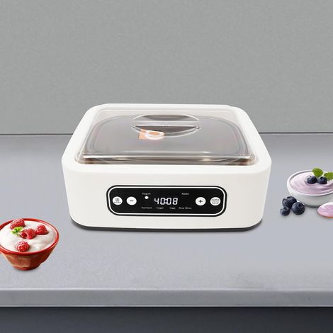 Yaourtière, yaourtière avec 9 verrins/couvercles de 100 ml, indicateurs numériques LED, 21-45 °C, pour fermentation, fabrication de yaourt, natto, vin de riz (1/5)