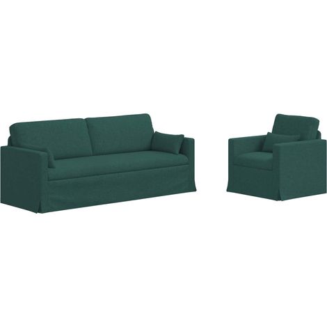 Ensemble de Canapés 2 pcs  Salon de jardin Vert foncé 198 x 78 x 80 cm tissu