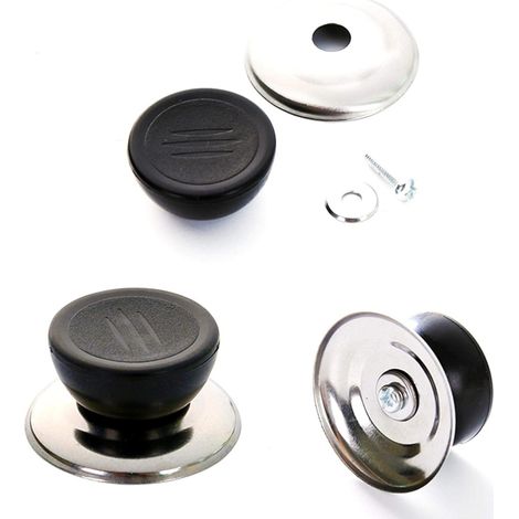 1 - Bouton De Couvercle - Poignée De Casserole - Universel Pour Trou 6-10 Mm - Acier Inoxydable Et Pp Résistant - Pour Ustensiles De Cuisine - Argent - 6x10cm (1/5)