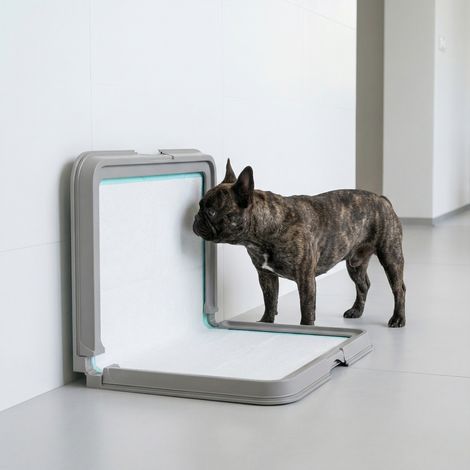 Bac à litière pliable pour chien 86 x 62 cm avec 3 pieds antidérapants, gris