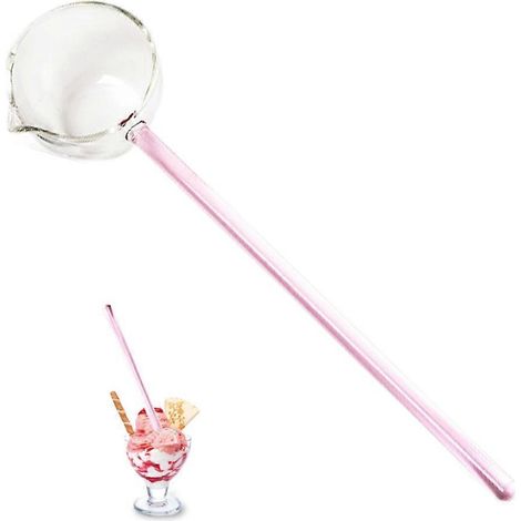 Cuillères à mélanger en verre transparent, cuillères à café, cuillères à lait, cuillères à cocktail, cuillères à glace pour bar, banquet et fêtes - Rose (1/5)