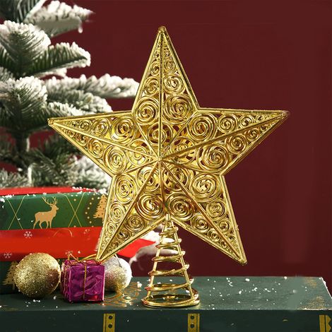 Étoile De Noël - Étoile Topper Arbre À LED - Décoration De Sapin De Noël Intérieur Et Extérieur - Or - 22 X 20 Cm - 1 Pièce (1/5)