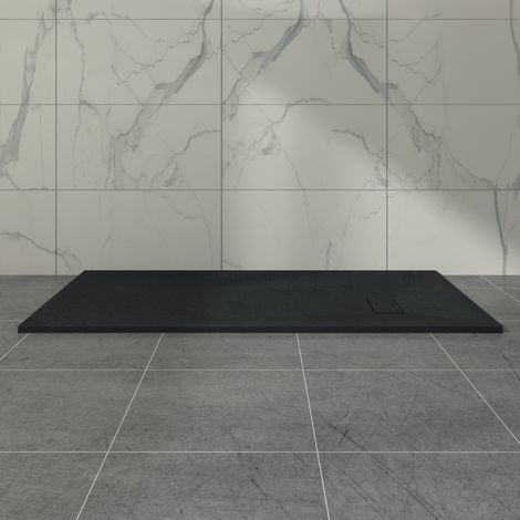 Aquariss SMC Slate Effect Shower Enclosure Tray 1800x800mm Rectangular Wetroom Shower Base Black