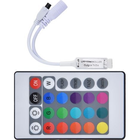 Télécommande infrarouge sans fil à 24 touches pour ruban LED multicolore, compatible avec les luminaires LED monochromes. (1/5)
