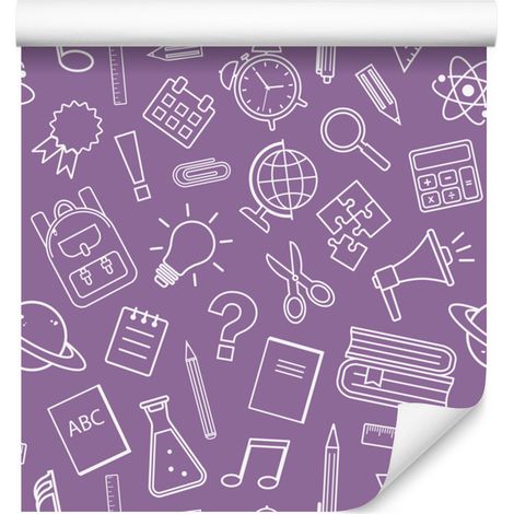 Papel pintado Material escolar morado y lavanda, fondo morado 50x1000 cm (1/5)
