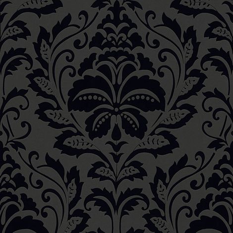 Papier peint intissé lavable chambre | Papier peint baroque noir salon élégant | Tapisserie noire baroque idéale chambre & couloir - 10,05 x 0,53 m