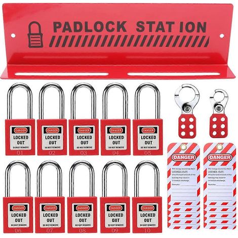 Station de consignation/déconsignation avec 10 cadenas de sécurité à clés différentes -- (1/5)
