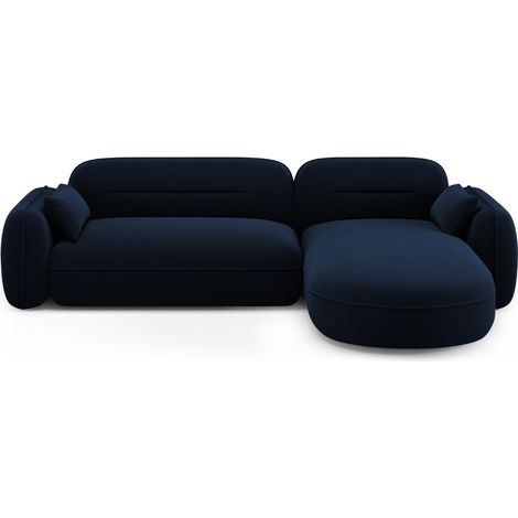 Canapé d'angle droit modulable 4 places en velours bleu roi (1/5)