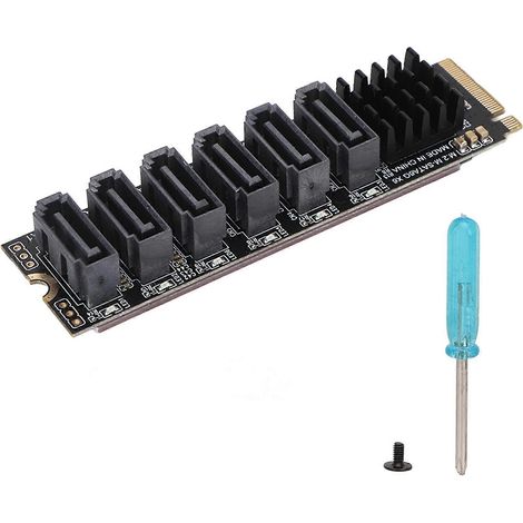 M.2 zu SATA III 6-Port-Adapter, PCIe 3.0 Erweiterungskarte mit ASM1166 Chip, Plug & Play, treiberlos, für Festplatten und SSDs, kompatibel mit PCs und Servern. (1/5)
